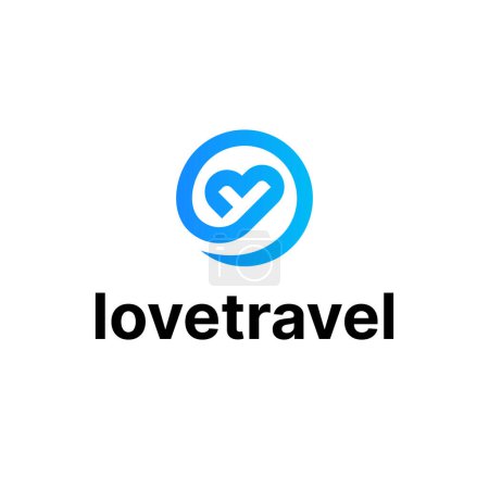 Airplane Heart Love Travel Vector Abstract Illustration Logo Icon Design Template Element