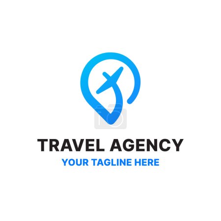 Voyage vacances touristiques avion mouche broche carte emplacement vectoriel résumé illustration logo icône conception élément modèle