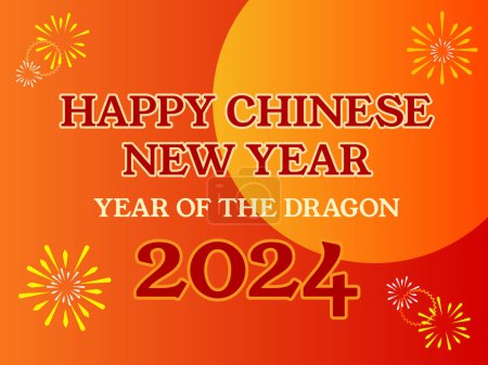 Téléchargez les photos : Bonne année chinoise 2024 Année du Dragon bannière de conception vectorielle avec des ornements de feux d'artifice décoratifs isolés sur fond rouge horizontal. - en image libre de droit