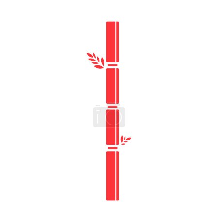 Téléchargez les photos : Illustration d'icône vectorielle en bambou avec silhouette d'ombre de couleur rouge isolée sur fond blanc uni. Nouvel an chinois lunaire ou zen spa calme dessin à thème. - en image libre de droit