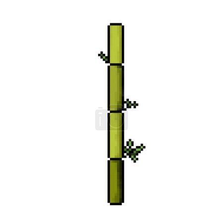 Branche de bambou vert avec des feuilles. Illustration vectorielle de bit de jeu vidéo vintage Pixel art rétro. Dessin plat simple isolé sur fond blanc carré.