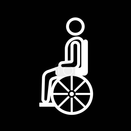 Disabled accessible toilet sign age white shadow silhouette vector illustration isolated on square black background. Simple flat cartoon styled drawing.