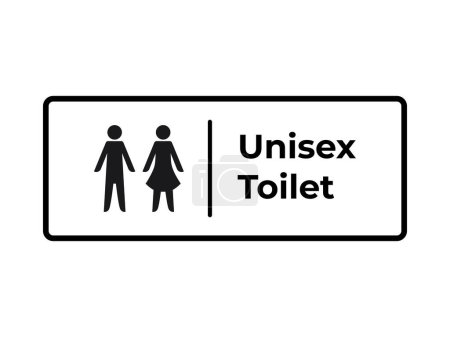 Unisex toilet men and women sign age black shadow silhouette vector illustration isolated on rectangle white background. Simple flat cartoon styled drawing.