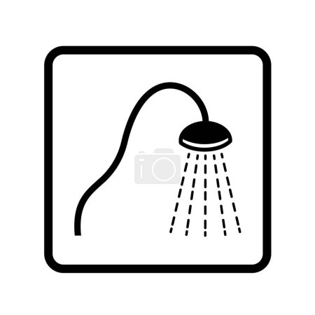 Shower room with waters shadow signage vector illustration isolated on square white background. Simple flat cartoon styled drawing.