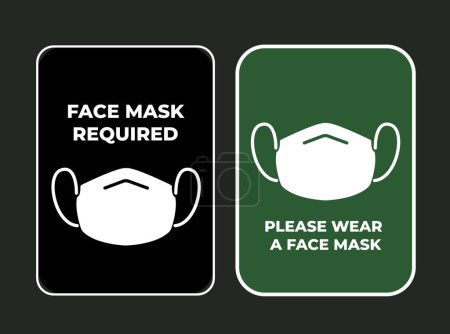 Illustration for Please wear a face mask and face mask required sign age hospital banner design vector illustration set bundle. Simple flat cartoon drawing. - Royalty Free Image