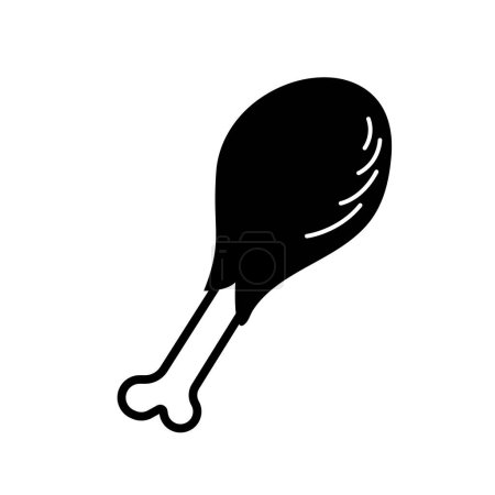 Poulet volaille cuisse viande avec icône en os silhouette illustration isolée sur fond blanc carré. dessin de dessin animé plat simple style.