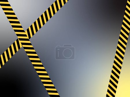 Ilustración de Construcción industrial líneas de cinta de seguridad a rayas amarillas y negras ilustración con espacio de copia vacío aislado sobre fondo de gradiente horizontal. - Imagen libre de derechos