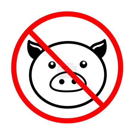 Ninguna ilustración de signo de icono de cerdo o manteca de cerdo aislada sobre fondo blanco cuadrado. Diseño simple de póster plano para dibujos impresos.