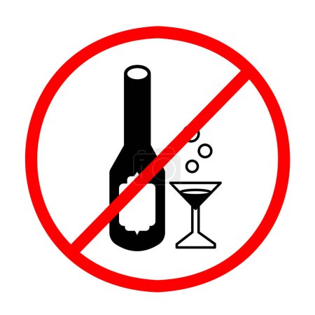 Pas d'alcool autorisé icône signe illustration isolé sur fond blanc carré. Simple affiche plate signe conception graphique pour les impressions dessin.