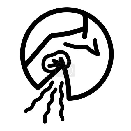 Smelly armpit sweat odor icon illustration with black outline isolated on square white background. Simple flat cartoon art styled drawing.