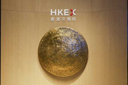 Photo for 2023 Nov 30,Hong Kong.Gong inside The Hong Kong Stock Exchange - Royalty Free Image