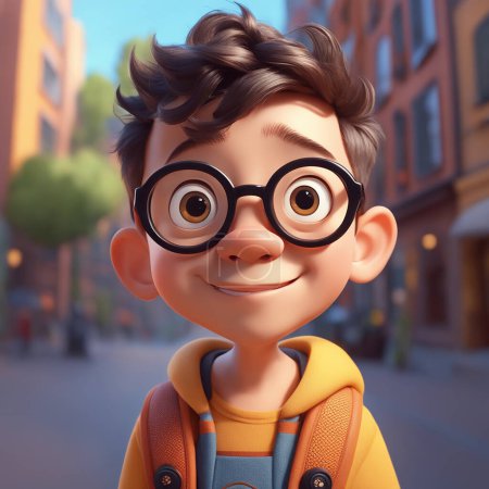 Photo for Young, Smart, Stylish: 3D Boy with Glasses - Royalty Free Image