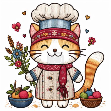 Photo for Cute Chef Cat - Whisking Happiness - Royalty Free Image