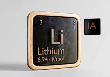 Foto de Un elemento químico contenido en la tabla periódica de elementos denominados átomo de litio - Imagen libre de derechos