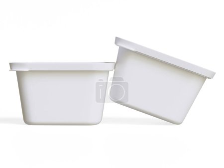 Foto de Embalaje realista de envases de plástico o alimentos de plástico para la reproducción de la colección de maquetas Ilustración 3D aislada sobre fondo blanco - Imagen libre de derechos