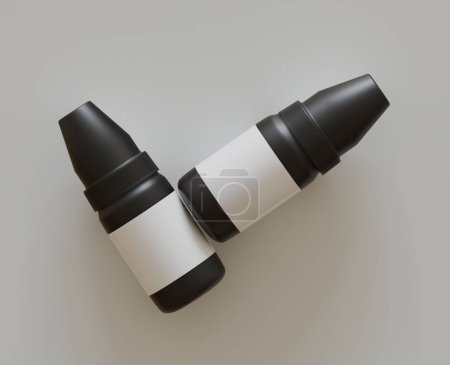 Photo for Amber dropper black bottle mockup on gray background, 3d rendering. 3D Illustration - Royalty Free Image