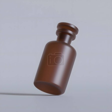 Realistic container chemical bottle brown color on gray background