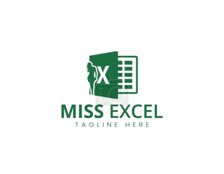 Téléchargez les illustrations : Miss Excel logo design vector template - en licence libre de droit