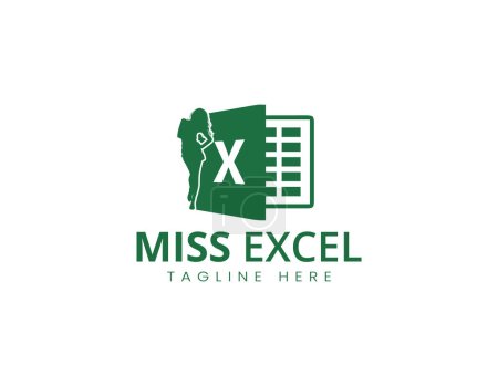 Téléchargez les illustrations : Miss Excel logo design vector template - en licence libre de droit