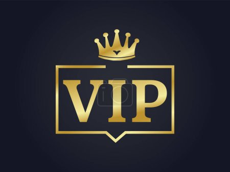 Vip member golden emblem. Vector illustration VIP club label on black background