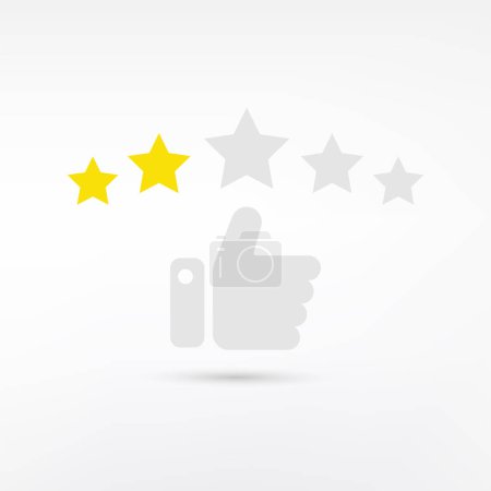 Illustration for Customer reviews, rating, user feedback concept. Two Star Rating Template on White Background - Royalty Free Image