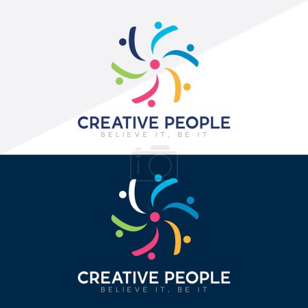 Ilustración de Friendship, image people care logo, Creative people logo, Teamwork, Connectivity Premium logo template - Imagen libre de derechos