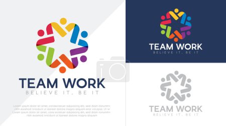 Ilustración de Friendship, image people care logo, Creative people logo, Teamwork, Connectivity Premium logo template - Imagen libre de derechos