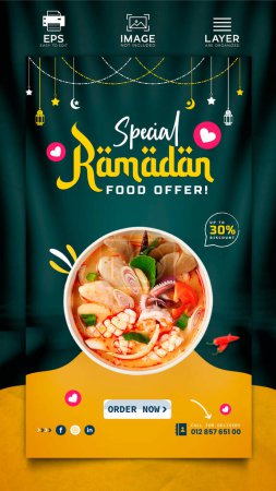 Illustration for Ramadan kareem instagram and facebook story food banner design template - Royalty Free Image