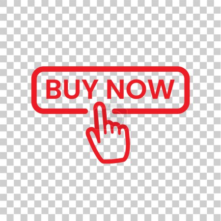 Illustration for Buy now button isolated on transparent background. shop now icon with Finger cursor. buy now symbol with Click button. buy now Flat icon vector template - Royalty Free Image