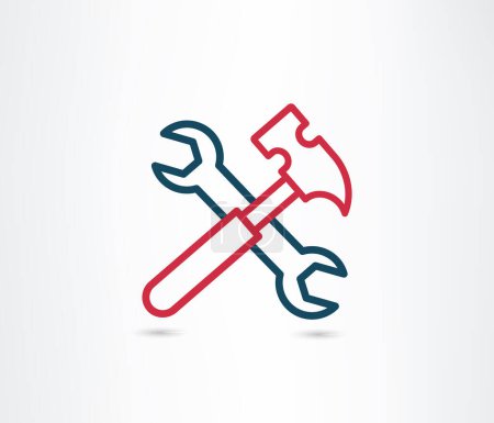 Illustration for Hammer and Wrench icon vector - Royalty Free Image