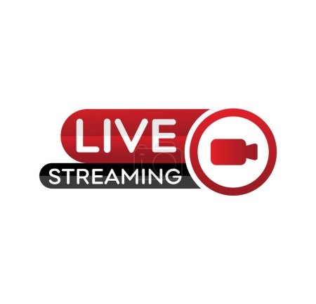 Illustration for Live streaming icon set. Live broadcasting buttons and symbols. Set of online stream icons. Live stream logo - Royalty Free Image