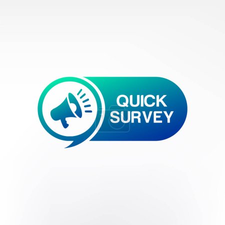 Illustration for Quick survey megaphone label. Loudspeaker. Banner for business, marketing and advertising - Royalty Free Image