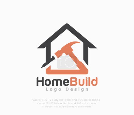 Illustration for House repair logo. Home build logo design vector template - Royalty Free Image
