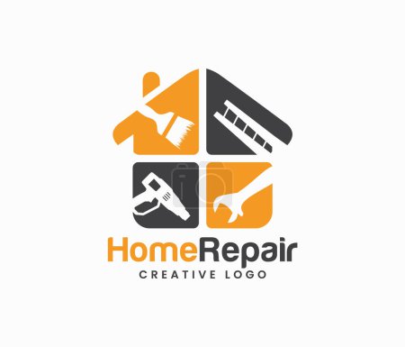 Illustration for House repair logo. Home build logo design vector template - Royalty Free Image