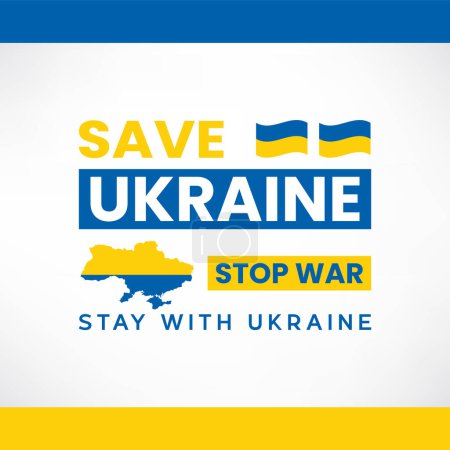 Téléchargez les illustrations : Sauver ukraine et ukraine drapeau arrêter concept de guerre illustration vectorielle ou ukraine drapeau conception vectorielle - en licence libre de droit