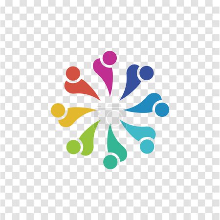 Ilustración de Logotipo humano de comunidad global aislado en fondos de rejilla transparentes - Imagen libre de derechos