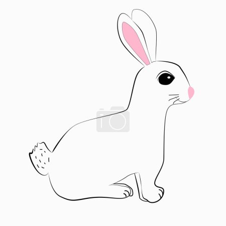 Illustration for Cartoon rabbit banny isolated icon on white background . Vector illustration fanny for greeting card, colourful book, printable desighn - Royalty Free Image