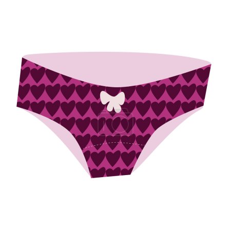 Illustration for Womens reusable panties with a heart print on a white background. vector illustration of panty pads - Royalty Free Image