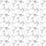 seamless pattern with a branch of lemons in black and white. Vector illustration in a doodle style. Suitable for bacdrop of website, packaging for tea, wallpaper. 
