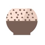 ceramic or clay empty flowerpot with pattern or interior vase, isolated icon. Vector illustration of cute brown pot. Trendy scandinavian style vector illustration. 