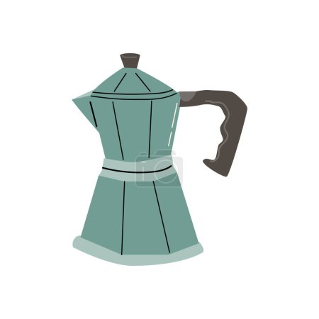 Illustration for Hand drawn coffee maker icon. Coffee pot in retro style. hand drawn illustration isolated. - Royalty Free Image
