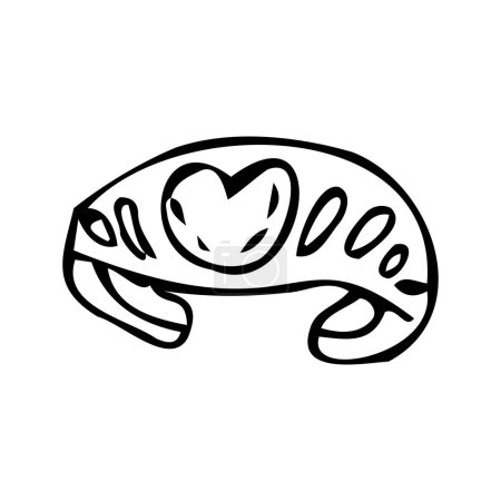 Ilustración de Pulsera dibujada a mano con el corazón - ilustración vector garabato. La ilustración vectorial se puede utilizar para el icono de la tarjeta - Imagen libre de derechos