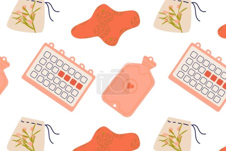 Menstruation period supplies pattern. Vector illustration can used for wrapping paper. 