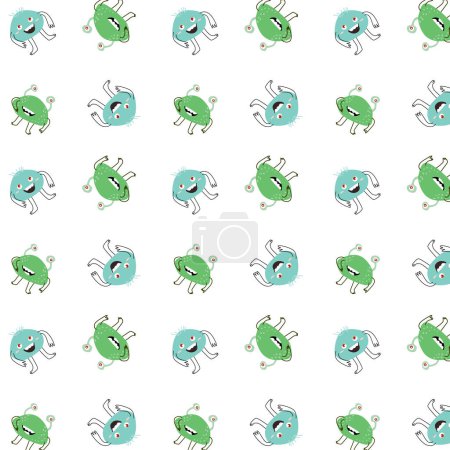 Niedliche Baby Alien Monster nahtlose Muster mit Doodle-Grafik. Vektor-Illustration kann für Babytextilien, Stoffdesign, Baby- oder Neugeborenen-Print für T-Shirts und andere Kleidung verwendet werden. 
