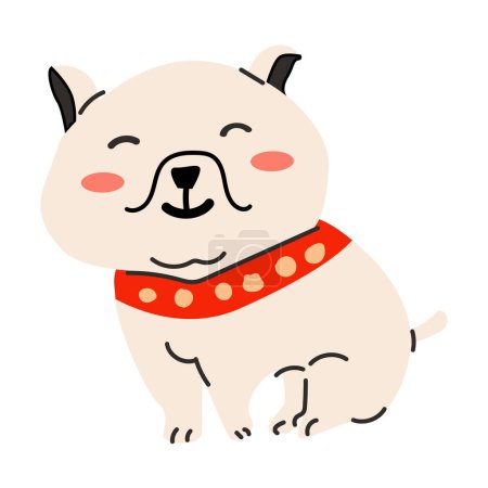Ilustración de Clipart bulldog inglés. Ilustración vectorial de lindo bulldog cachorro sonriendo - Imagen libre de derechos