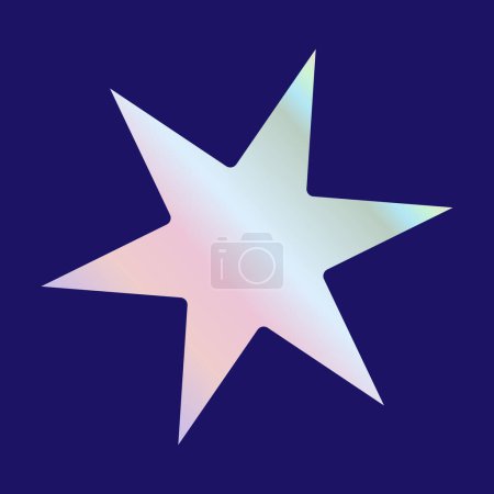 Y2k gradient element, 2000s star sticker with hologram, vector futuristic style, trendy chrome shape. Abstract aesthetic retro element.