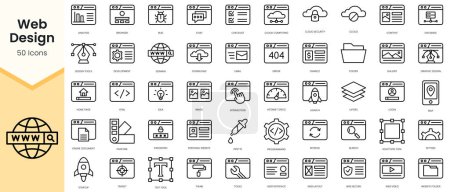 Ilustración de Simple Outline Set of web design icons. Linear style icons pack. Vector illustration - Imagen libre de derechos