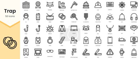 Ilustración de Conjunto de iconos de trampa. Paquete de iconos de estilo lineal. Ilustración vectorial - Imagen libre de derechos