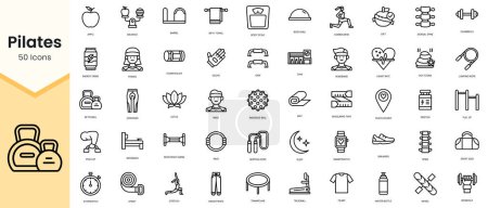 Ilustración de Simple Outline Set of pilates icons. Linear style icons pack. Vector illustration - Imagen libre de derechos