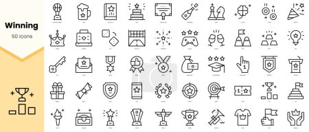 Ilustración de Conjunto de iconos ganadores. Paquete de iconos de estilo de línea simple arte. Ilustración vectorial - Imagen libre de derechos